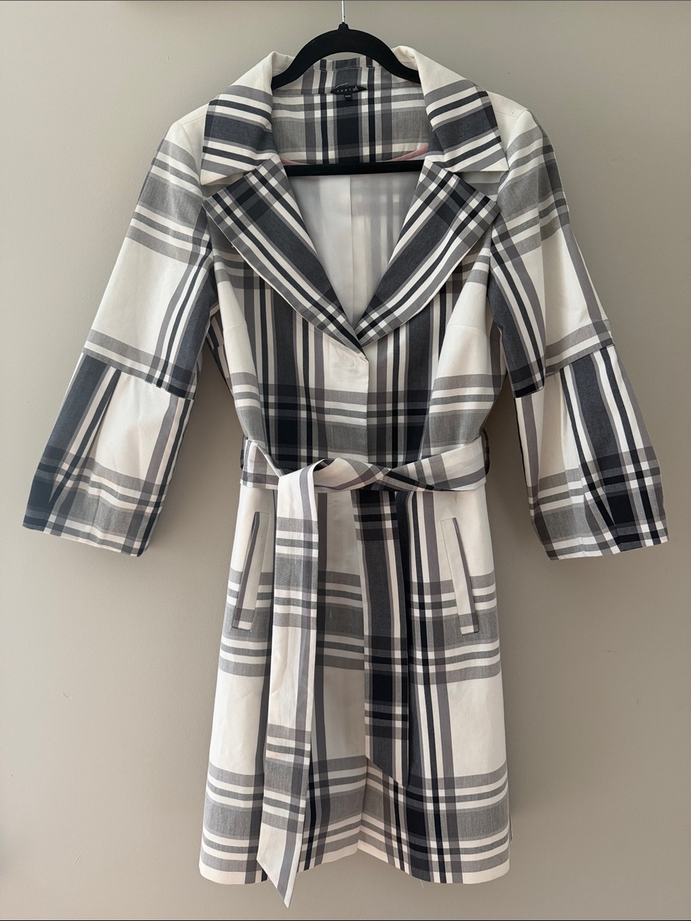 Plaid Belted Trench Coat